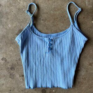 american eagle baby blue ribbed henley tank size xs